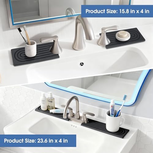 Fast Drying Stone Faucet Mat for Kitchen Sink with Raised Feet, Quick
