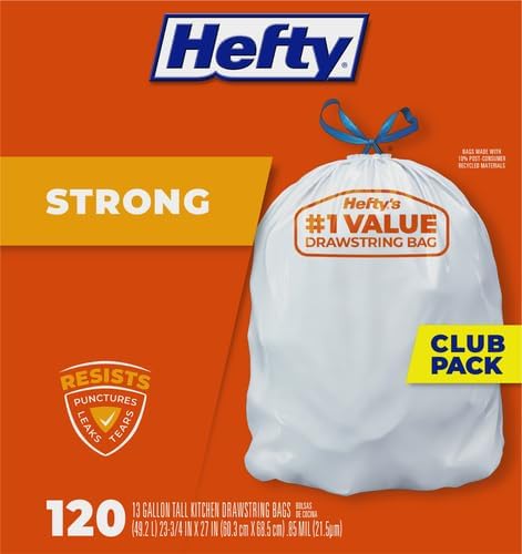 Hefty Strong White 13 Gallon Trash Bags - Image 2