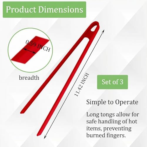 3PCS Silicone Cooking Tongs Set, 11.4 Inch, Black Grey Red
