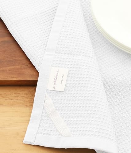 PurpleEssences Solid Kitchen Cloths, Dish Towel 15x25 Set of 6 - White
