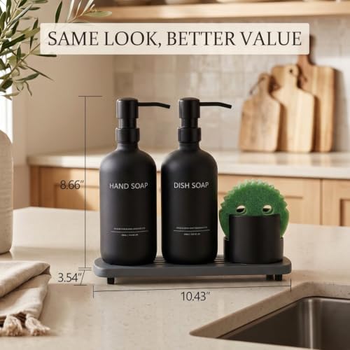 Cisily Kitchen Soap Dispenser Set, 16.9OZ Glass Bottle