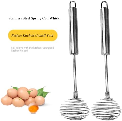 Stainless Steel Spring Coil Whisk Set 2 Pack, Wire Whip Egg Beater