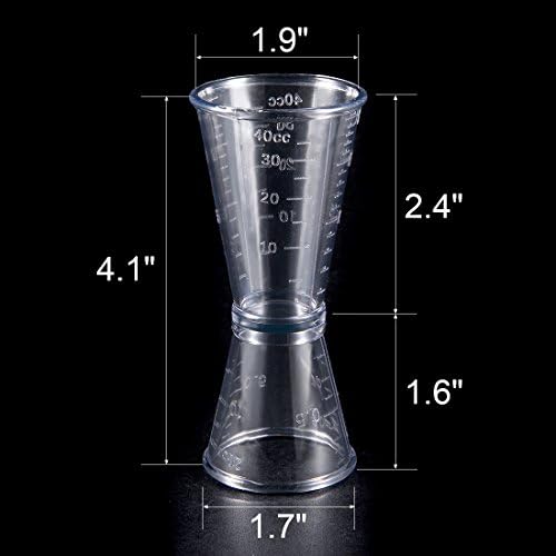 uxcell 2 Pcs Double Clear Jigger Plastic Measure Cup for Bar Party