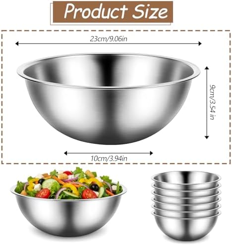 12 Pcs Stainless Steel Mixing Bowls with Graduations, Stainless Steel