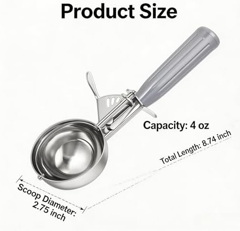 2 Pcs Ice Cream Scoop with Trigger, Cookie Dough Scoop for Baking