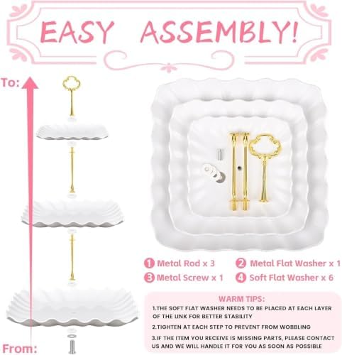 5 Pcs Dessert Table Display Set - 2 Pcs 3-Tier Dessert Display Stands