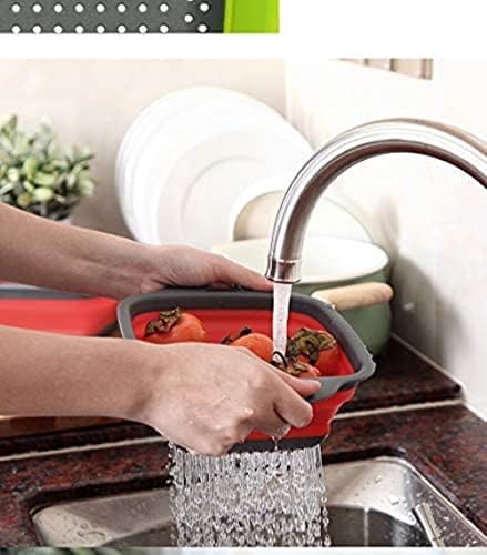 Collapsible Colander, 2 Pcs Red Silicone Kitchen Strainer for Draining