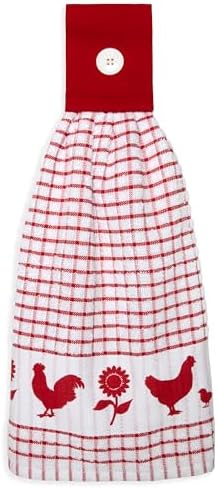 Backyard Chickens Hanging Tie Kitchen Dish Hand Towels with Button