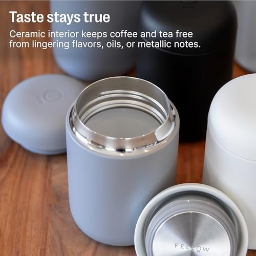Fellow Carter Wide 12 oz Ceramic Lined Travel Mug with Lid, Coffee &