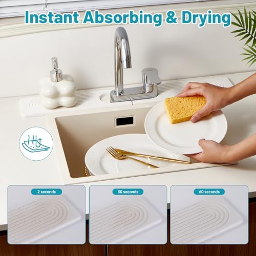 Stone Faucet Mat for Kitchen Sink, Oval Hole