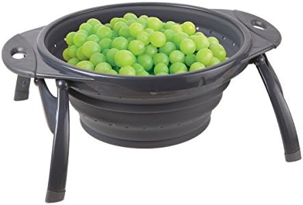 Dexas POP Collapsible Silicone Colander, 10 inch diameter, Solid Gray