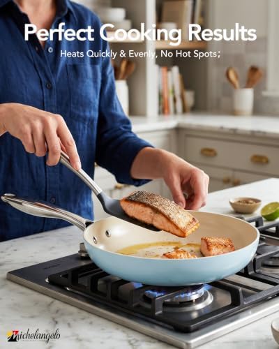 MICHELANGELO Pots and Pans Set Non Stick, 8-Piece Ti-infused Ceramic