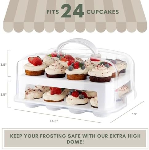 Extra Tall Dome Cupcake Carrier, White, 24 Cupcake
