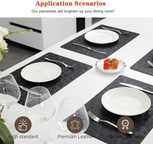 Vinyl Plastic Placemats Set of 6 Waterproof Wipeable Table Mats