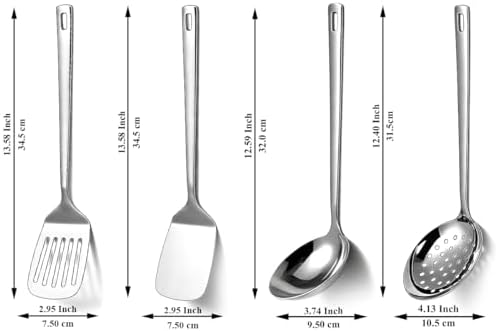 Stainless Steel Kitchen Utensils Set, 4-Piece – Slotted Turner, Solid