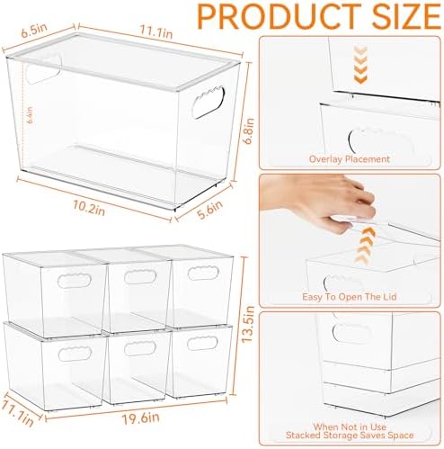 Yieach 6 Pack Large Clear Storage Bins with Lids