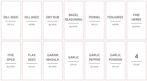 Talented Kitchen 140 Pack Minimalist Spice Jar Labels - Preprinted