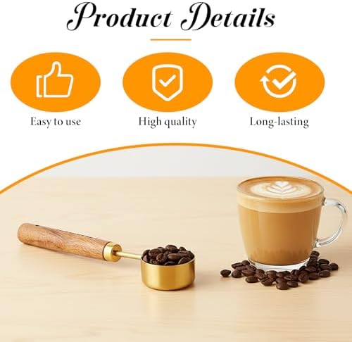 Gold Measuring Spoons Set of 4, Stainless Steel Coffee Measuring Scoop