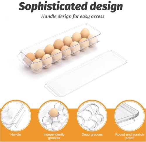 Egg Holder for Fridge with Lid, 28 Eggs, Pack of 2