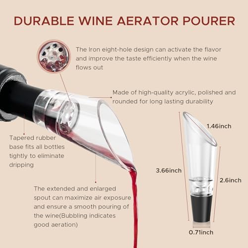 Wine Bottle Opener Gift Set, Zinc Alloy Wing Corkscrew with Vacuum