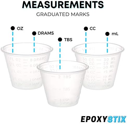 1 Oz (30ml) Polypropylene Mixing Cups Set with 200 Birchwood Mixing