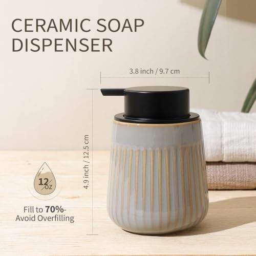 Bosilunlife Ceramic Foaming Soap Dispenser, Striped Pump for Bathroom