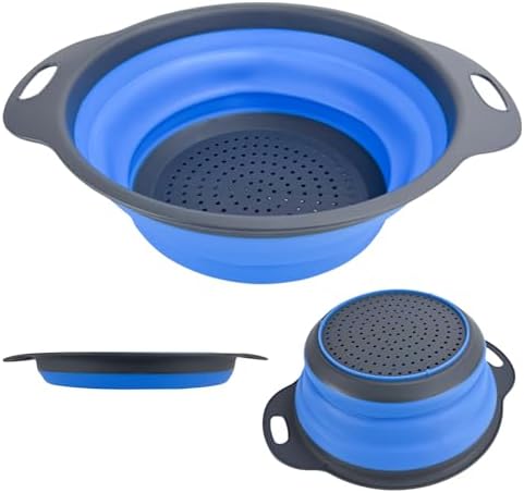 Collapsible Colander Set of 3 Round Silicone Kitchen Strainer Set