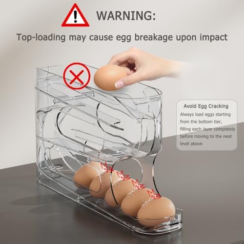 Sotfamily Clear FIFO Egg Holder for Fridge, 18 Count