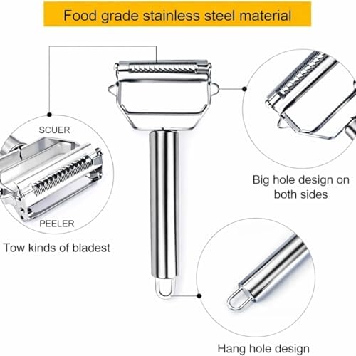 Julienne Peeler, Stainless Steel Vegetable Peeler, Double-Sided Blade