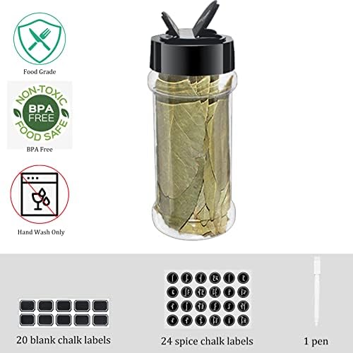 24 Pack 3.3 oz Clear Plastic Spice Jars with Black Shaker Lids