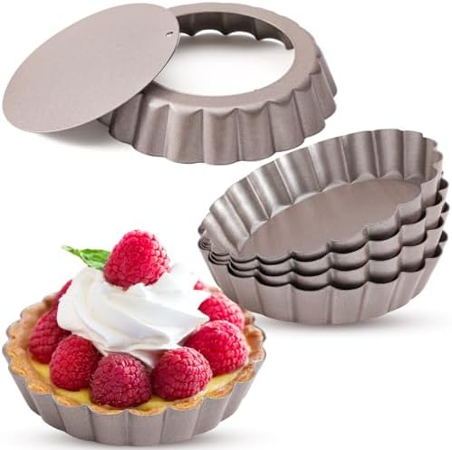 Webake 4 Inch Mini Tart Pan Set of 6, Non-Stick Small Tart Mold Quiche