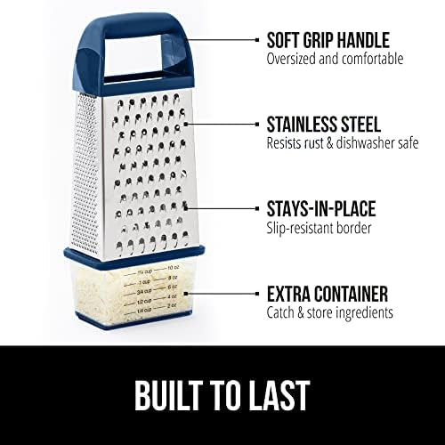 GORILLA GRIP® XL 4-Sided Stainless Steel Cheese Grater, Blue