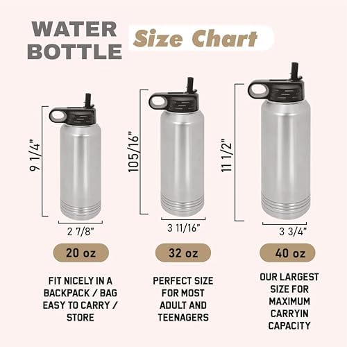 Next Day Shipping, Personalized Laser Engraved 12 20 32 40 oz Water
