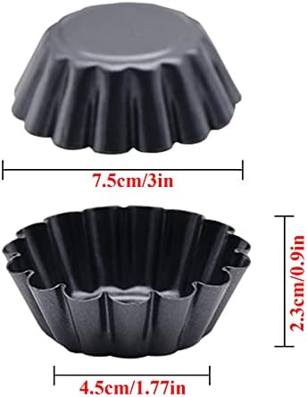 12 Packs Egg Tart Mold, Bigger Size 3 x 0.9inch, Non-Stick Pan Carbon
