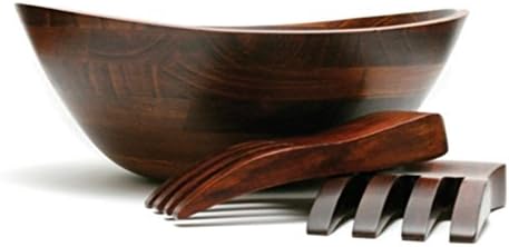 Lipper International Cherry Finished Wavy Rim Serving Bowl with 2