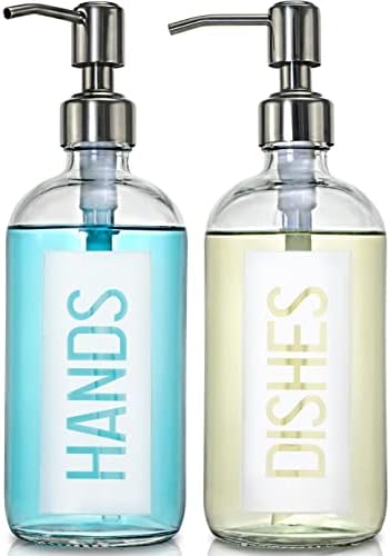 JASAI 2 Pack 18OZ Glass Soap Dispensers