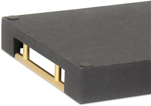 Pemberly Row Faux Shagreen Vinyl Serving Tray, Black Textured Finish