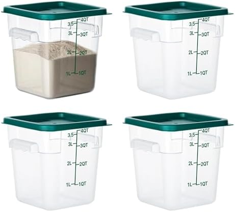 BIEAMA 4 Pack 4 Qt Square Food Storage Containers with Lids, NSF