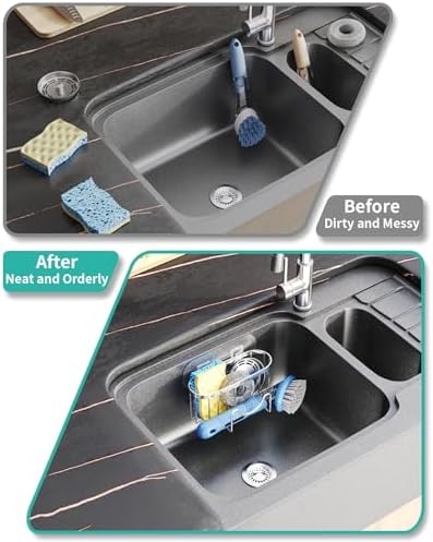 HapiRm Adhesive Kitchen Sink Organizer, Silver