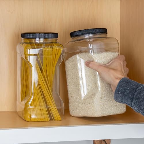 Cornucopia Brands Square Gallon Size Clear Plastic Canisters (2-Pack)