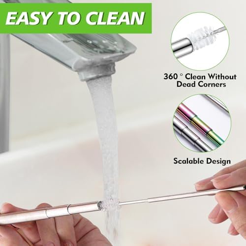 Reusable Straws 5Pack Collapsible Portable Metal Straw Reusable