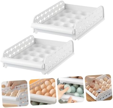 2pcs Drawer Type Plastic Egg Box for Fridge Storage Organizer
