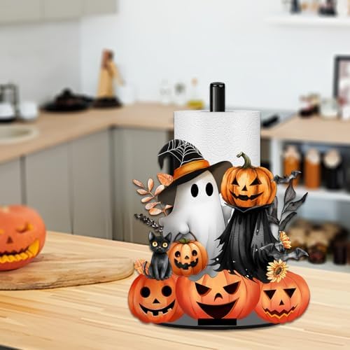Halloween Decor Paper Towel Holder, Black Ghost