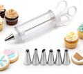 Cupcake Icing Piping Syringe, Cake Decorating Kit with 6 Stainless