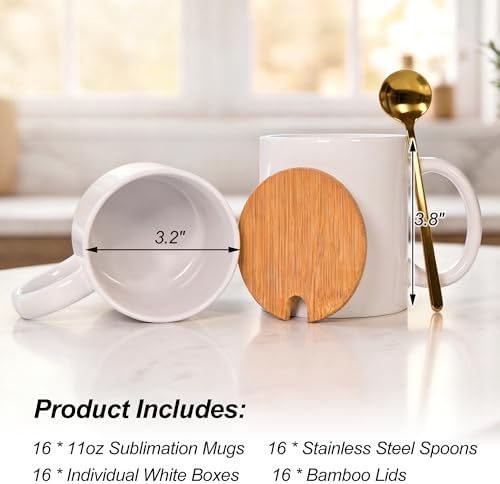 16Pack Sublimation Mugs Blanks, 11oz Sublimation Coffee Mug Bulk