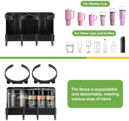 8 Cups Magnetic Cup Holder for Fridge, Black