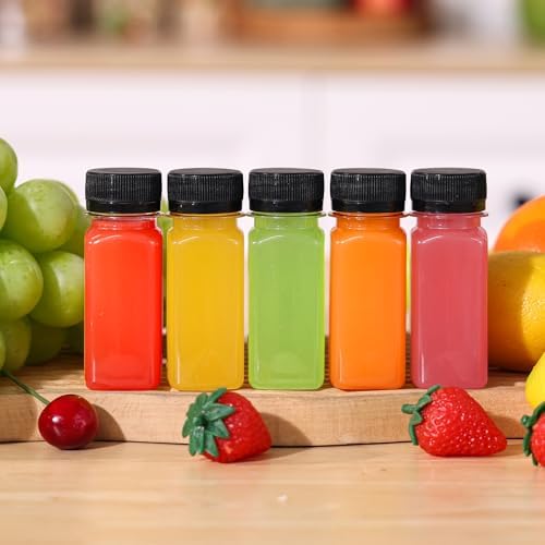 SUPERLELE 20pcs 2oz Plastic Shot Juice Bottles with Caps