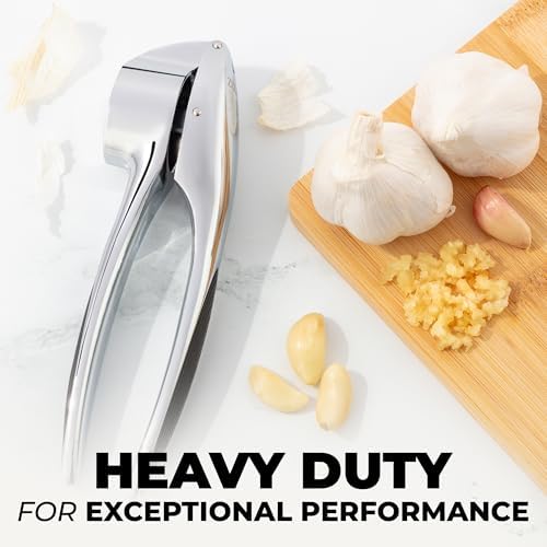 Zulay Kitchen Garlic Press Set, Chrome