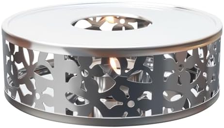 Tea Warmer Petals Silhouette, Silver Brushed Stainless Steel