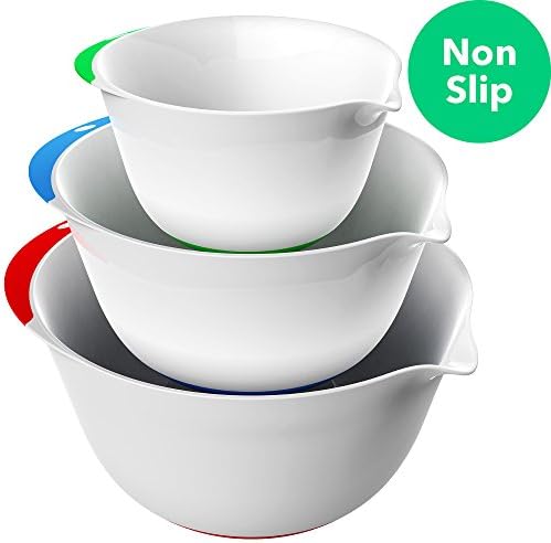Vremi 3 Piece Plastic Mixing Bowl Set - Nesting Mixing Bowls with